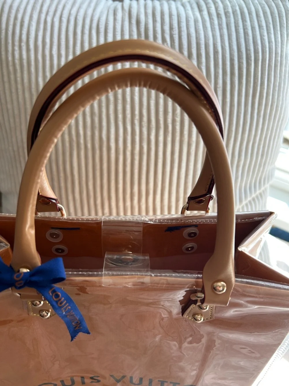 7030. Louis Vuitton Shopping Bag repurposed into a tote. Clear PVC cover. - Picture 4 of 6